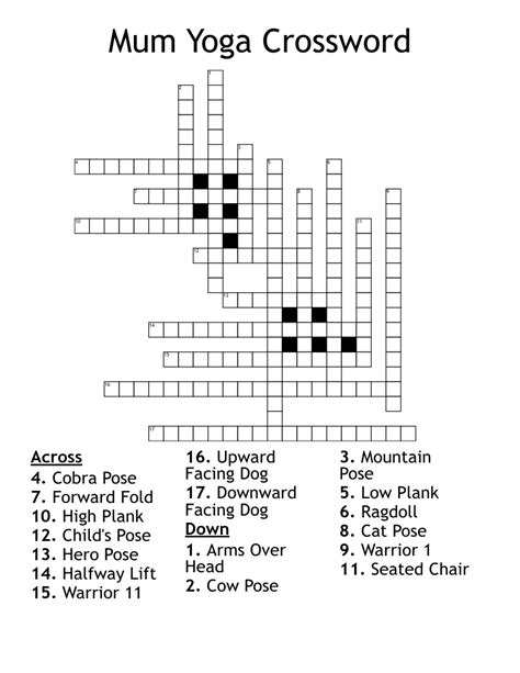 Movement Between Yoga Poses Crossword - prntbl.concejomunicipaldechinu ...