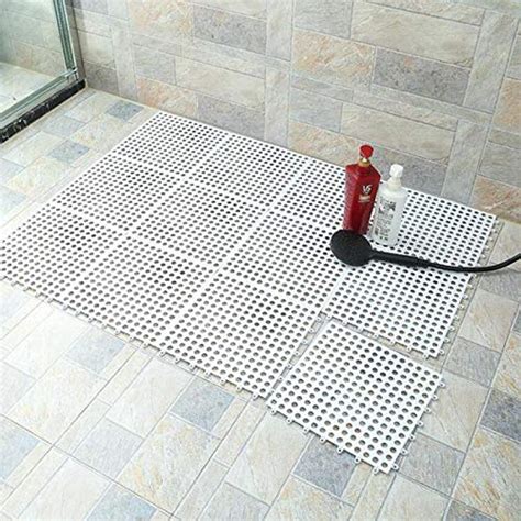 10PCS Interlocking Rubber Floor Tiles with Drain Holes DIY Size ...