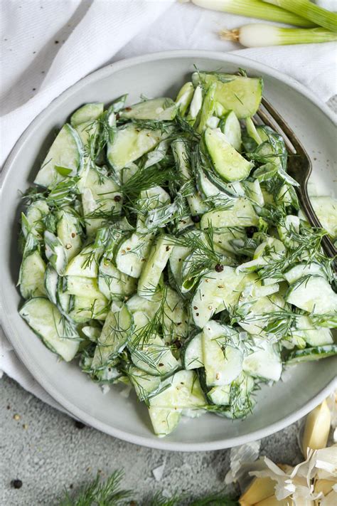 15-Minute Creamy Cucumber Salad Recipe - Momsdish