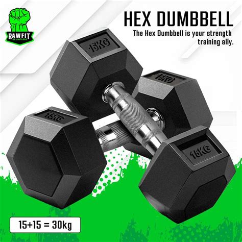 HouseOfCommon Rubber Coated Hexa Dumbbell Set For Men & Women| 15 KG ...