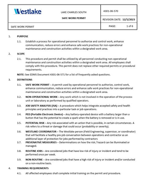 Image result for Safe Work Permit Examples