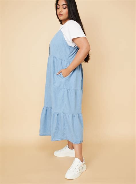 Buy Women Pinafore Denim Dress with T-shirt Online at just Rs. 1699.0 ...