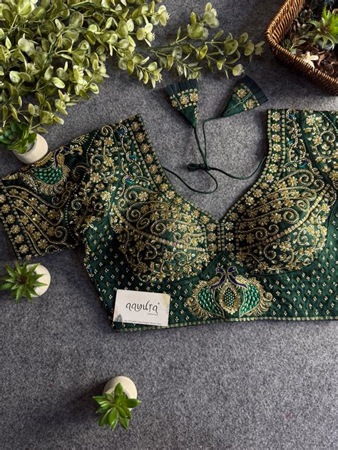 Bottle Green Color Meher Morni Blouse