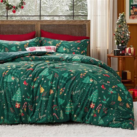 Amazon.com: Bedsure Christmas Comforter Set Queen - Christmas Bed Set ...