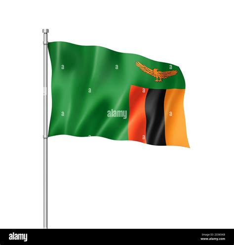 Zambia flag, three dimensional render, isolated on white. Zambian flag isolated on white Stock ...