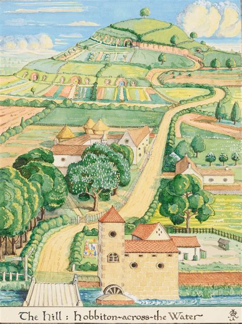 File:J.R.R. Tolkien - The Hill - Hobbiton-across-the-Water (Colored).jpg - Tolkien Gateway - J.R.r. Tolkien Illustrations