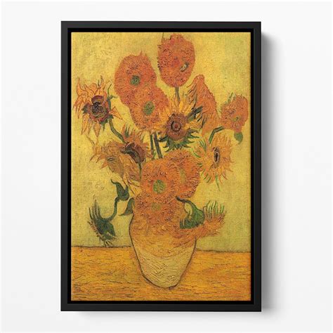 Still Life Vase with Fifteen Sunflowers 2 by Van Gogh Floating Framed ...