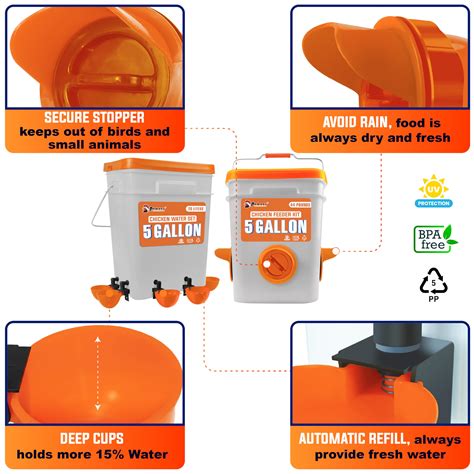 Snapklik.com : 5-Gallon/44 Pounds Automatic Chicken Feeder & Waterer Set