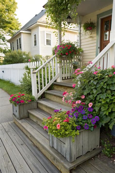 19+ Charming Wooden Front Porch Steps Designs