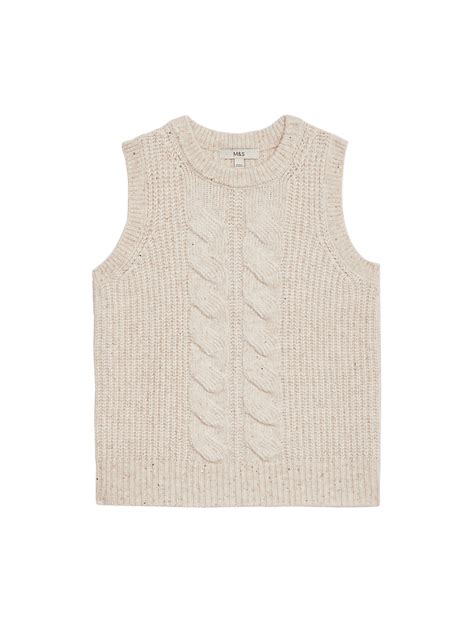 Buy Cable Knit Sequin Knitted Vest with Wool at Marks & Spencer