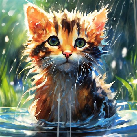"Wet kitty" — image created in Shedevrum
