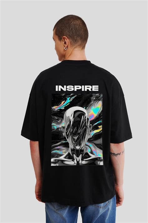 Shop Inspire Black Printed Baggy T-Shirt Online