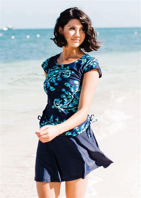 Sadie Swim Top With Flowy Swim Skort. Calypsa by ModLi | Swim dress ...