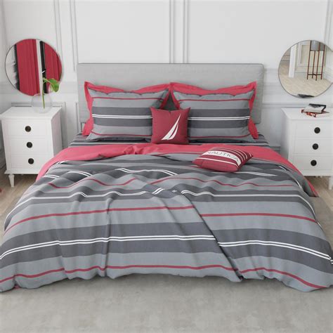 Buy NAUTICA Hampton Cotton 210TC Striped 3Pcs King Bedsheet Set from ...