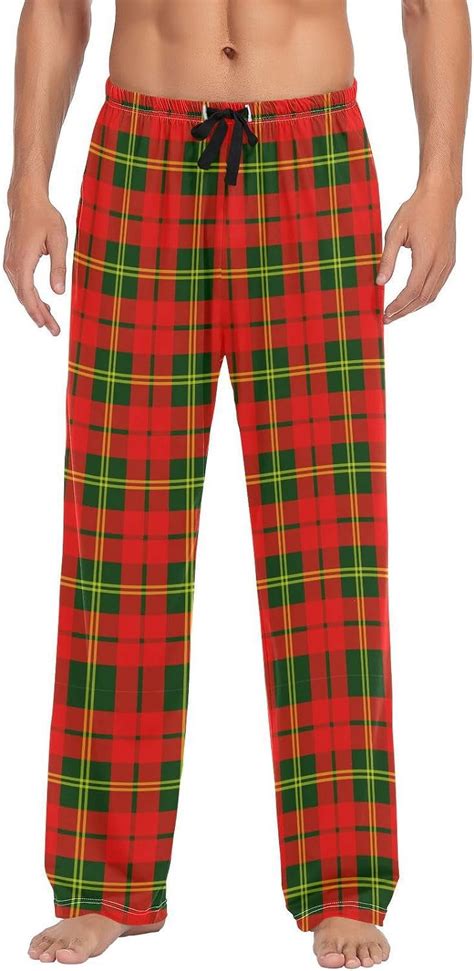 HPINK-T Red Green Christmas Plaid Pajama Pants for Men Pajama Bottoms ...