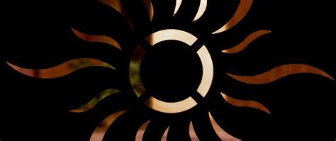 Download wallpaper 2560x1080 sign, pattern, sun, rays, black background ...