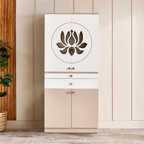 Buy Helios Lotus Temple Unit with Drawers - Beige from Home Centre at ...
