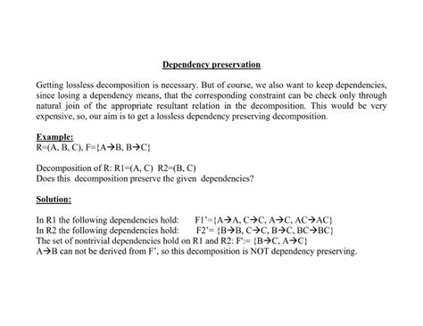 Dependency-preservation - dbms - Studocu