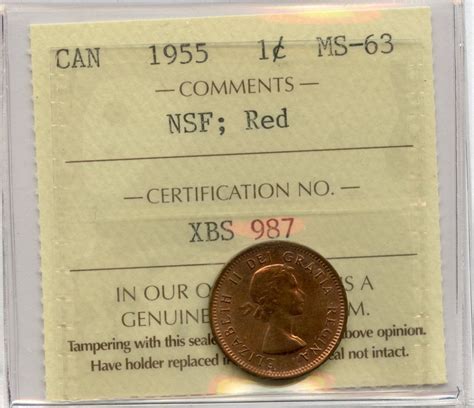 1955 One Cent - NSF - Geoffrey Bell Auctions