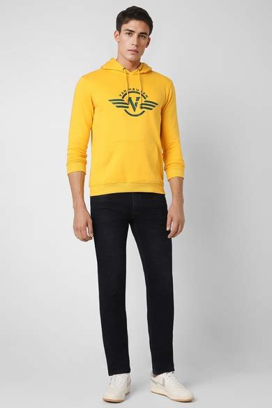 Buy Men Yellow Print Hooded Neck Sweatshirt Online - 39705668 | Van Heusen