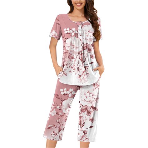 Soft Pajama Set for Women New Women's Short Sleeve Pajama Set 2 Piece ...