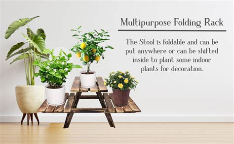 ADA Handicraft® Wooden Multipurpose Folding Rack Plant Stand ...