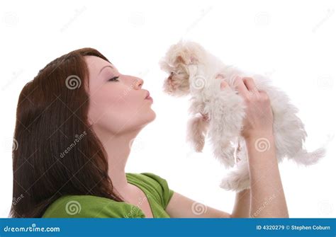 Woman Kissing Dog stock image. Image of lips, cosmetics - 4320279