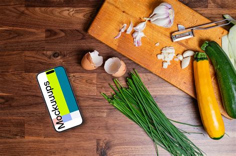 Colorful iPhone mockup in the kitchen - Mockuuups Studio