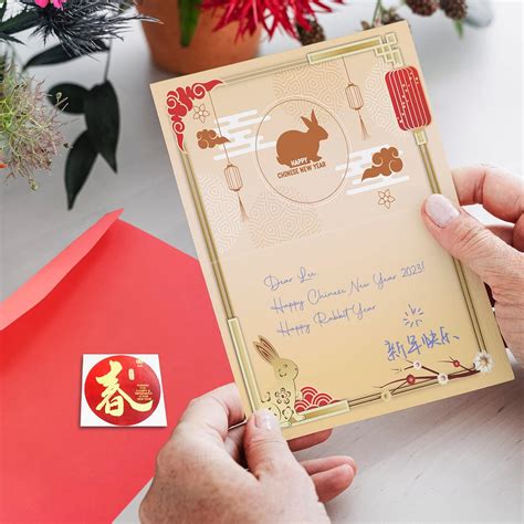 Buy Chinese New Year Cards, 4 Pack Year of the Rabbit 2023 Greeting ...