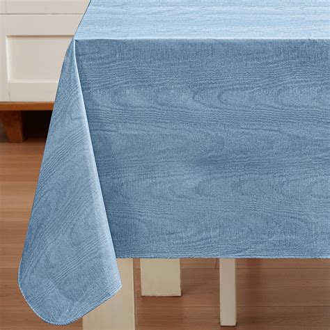 Blue Moire Wavy Solid 52 x 52 inch Square Vinyl Dining Tablecloth with ...