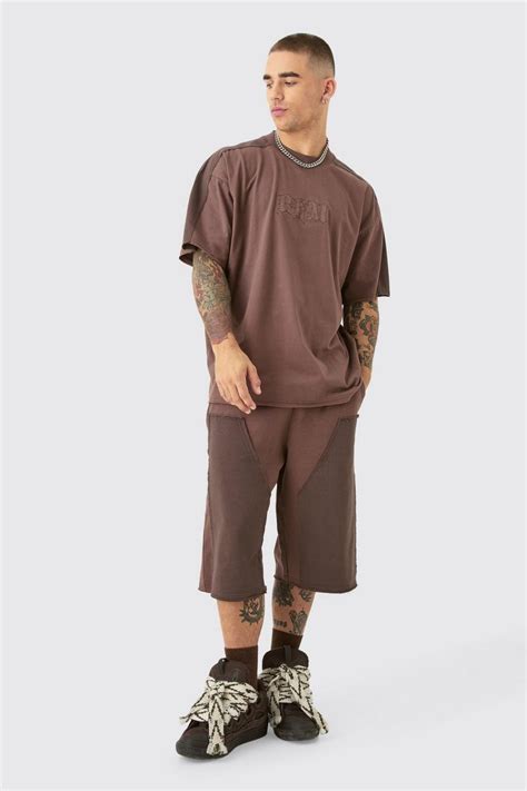 Oversized BHM Applique T-shirt & Carpenter Jort Set | boohoo USA