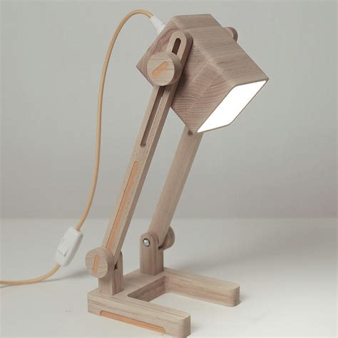 Adjustable wooden desk lamp.Made of solid wood- beech. Covered with wax ...