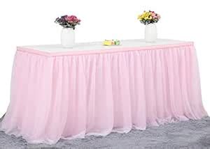 9FT Pink Tulle Table Skirt High-end Gold Brim 3 Layer Round or ...