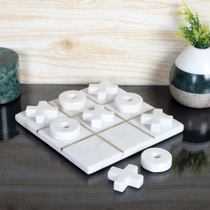 Marble Tic Tac Toe Game With Brass Lines – Le Home Decor Studio