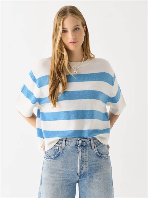 White + Warren Women's Cashmere Striped Easy Tee | $85.90 | Saint Bernard