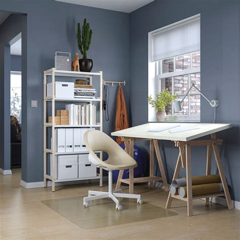 LAGKAPTEN / MITTBACK desk, white/birch, 140x60 cm (551/8x235/8") - IKEA