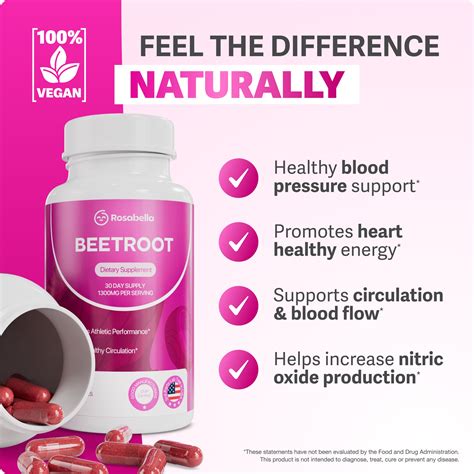 Rosabella Organic Beetroot Capsules (1300mg) for Blood Flow & Heart He