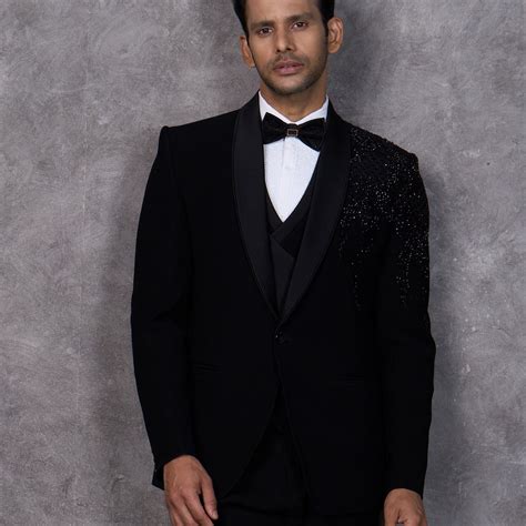 Black Tuxedo with Delicate Embellished Embroidery – DULHA PAKSH