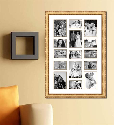 Buy Gold Wooden 28 x 1 x 40 Inch 15 Pocket Family Collage Photo Frame ...