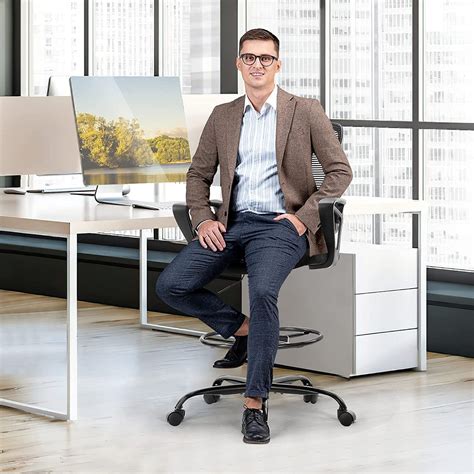 Buy Drafting Chair, Ergonomic Tall Office Chair, Mid Back Mesh Standing ...