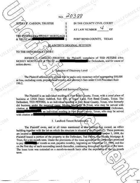 Texas Plaintiff's Original Petition | US Legal Forms