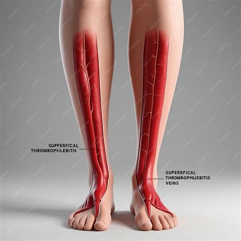 Medical Illustration of Superficial Thrombophlebitis and Deep Vein Anatomy in the Legs | Premium ...