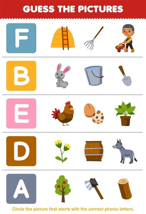 Education game for children guess the correct picture for phonic word ...