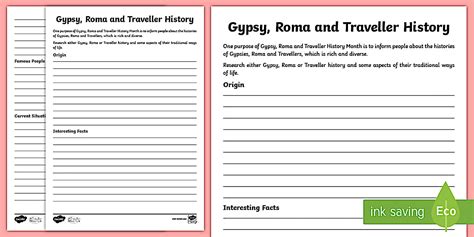 KS2 Gypsy, Roma or Traveller Fact File Worksheet / Worksheet