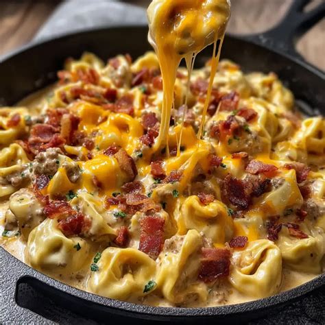 Bacon Cheeseburger Tortellini (Creamy, Cheesy One-Skillet Dinner)