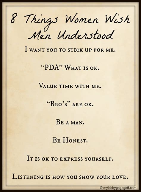 8 Things Women Wish Men Understood - My Life By Gogo Goff | Understood, Guys be like, Lds quotes