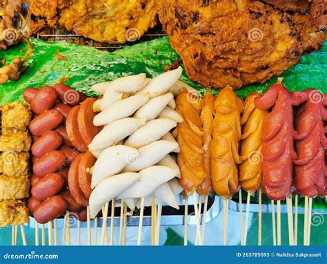 Sai Krok, Luk Chin Pla Tod. Thai Deep Fried Meat Suasage and Fish Ball ...