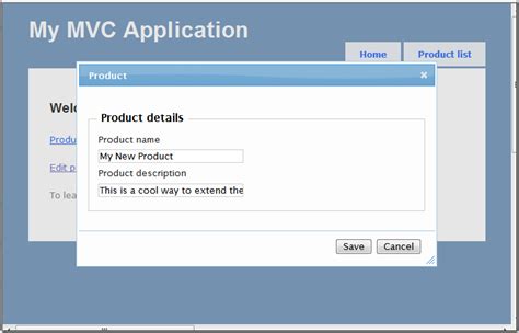Dialog Box in jQuery and MVC 的图像结果