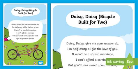 Daisy, Daisy Nursery Rhyme Poster | Nursery Rhyme Week