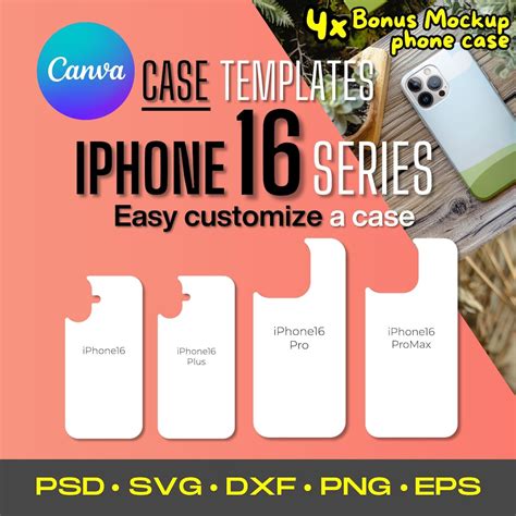 IPhone 16 Case Templates for Sublimation and Canva Customize, iPhone 16 ...
